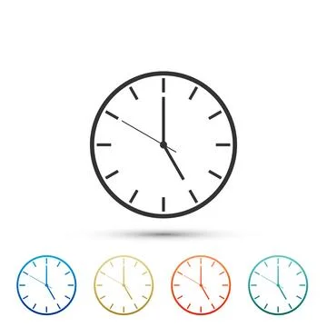 Clock icon isolated on white background. Set elements in colored icons. Flat 库存插图