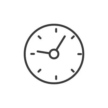 Clock, icon in line design. Clock, time, watch, alarm, hour, minute, second on Stock Illustration