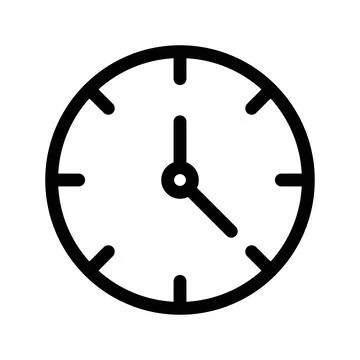 Clock icon linear logo mark in black and white 库存插图