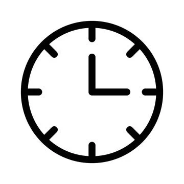 Clock icon linear logo mark in black and white 库存插图