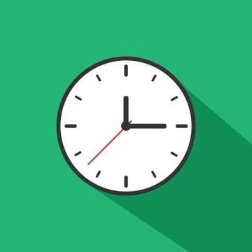 Clock Icon Long Shadow Illustration Stock Illustration