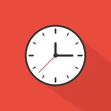 Clock Icon Long Shadow Illustration Stock Illustration