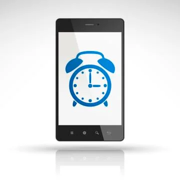 Clock icon on mobile phone 스톡 일러스트