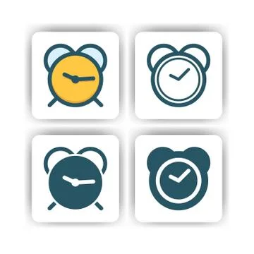 Clock icon for mobile, web, and presentation with flat color vector illustrat Ilustración de archivo