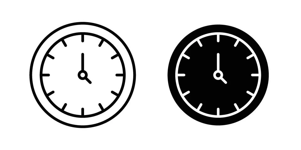 Clock icon modern style vectors set Illustrazione stock