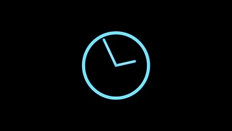 Clock icon neon light 24 hour day fast speed. Bright clock neon animation. Stock Footage 303069498