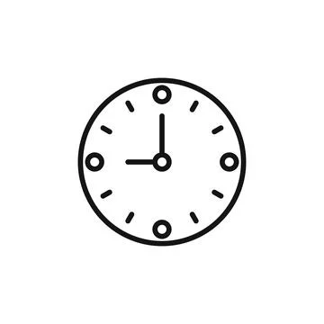 Clock icon outline collection in black and on white background 库存插图