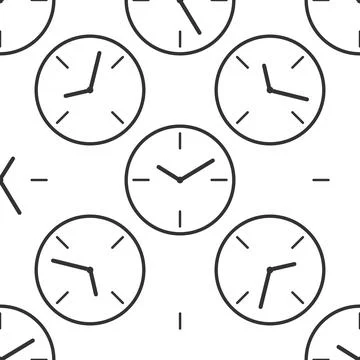 Clock icon pattern on white background. Vector Illustration Stock Illustration
