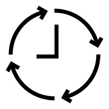 Clock icon with periods of time, arrows and clock hand. Cut work day on time Stock Illustration