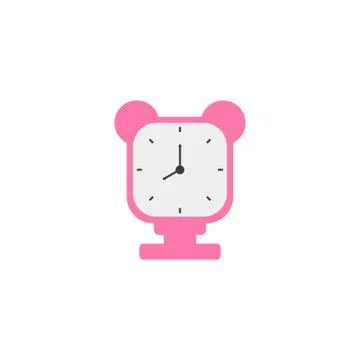 Clock icon is pink, cute clock is pink symbol Stock Illustration
