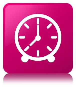 Clock icon pink square button Stock Illustration
