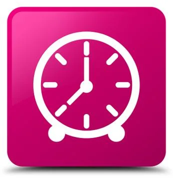 Clock icon pink square button Stock Illustration