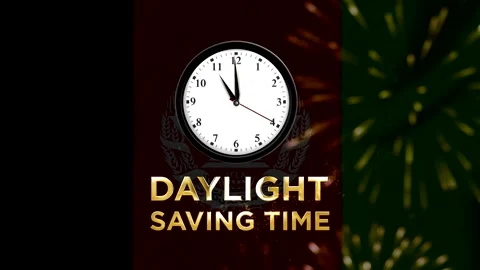 A clock icon positioned over the national flag of Afghanistan with glowing .. 스톡 동영상 346541164