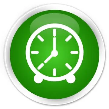 Clock icon premium green round button Illustrazione stock