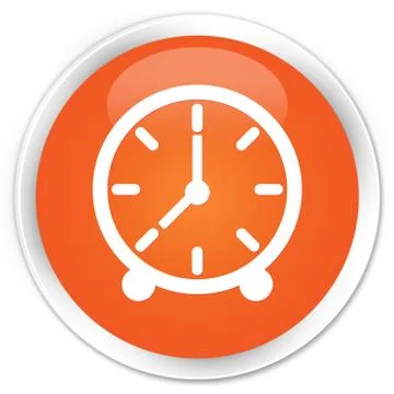 Clock icon premium orange round button Stock Illustration