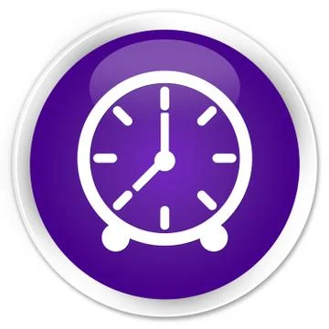 Clock icon premium purple round button Illustrazione stock