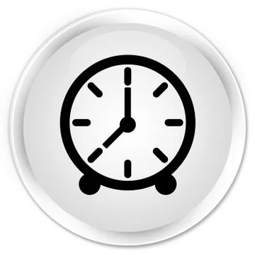 Clock icon premium white round button Stock Illustration