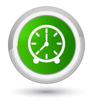Clock icon prime green round button Stock Illustration