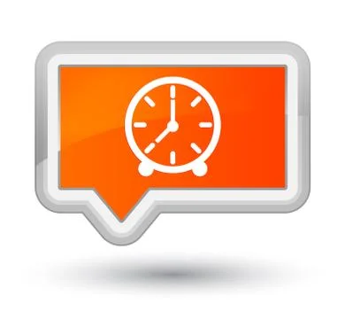 Clock icon prime orange banner button Stock Illustration