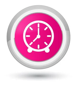 Clock icon prime pink round button Stock Illustration