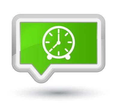 Clock icon prime soft green banner button Stock Illustration