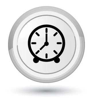 Clock icon prime white round button Stock Illustration