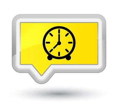 Clock icon prime yellow banner button Illustrazione stock
