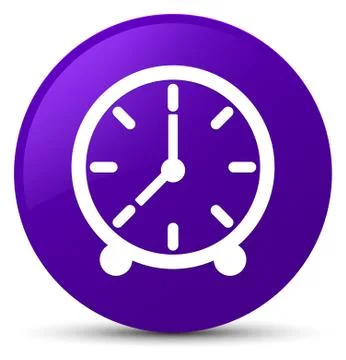 Clock icon purple round button Stock Illustration