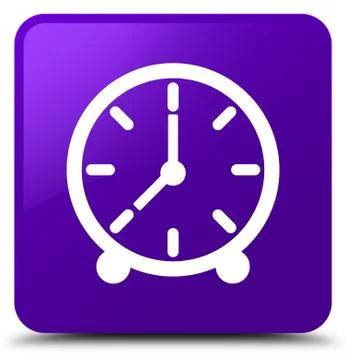 Clock icon purple square button Illustrazione stock