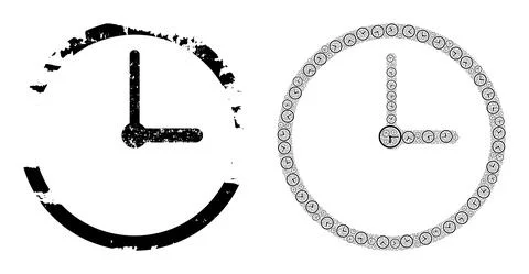 Clock Icon Recursive Collage and Grunge Textured Icon Illustrazione stock