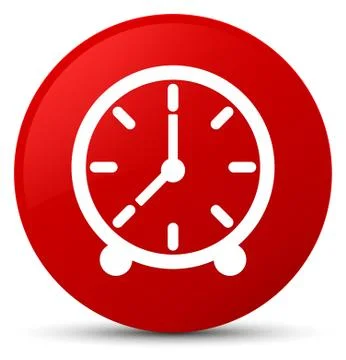 Clock icon red round button Stock Illustration