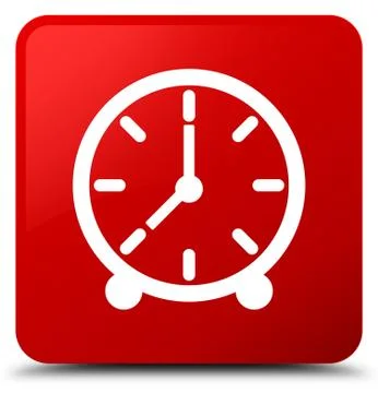Clock icon red square button Stock Illustration