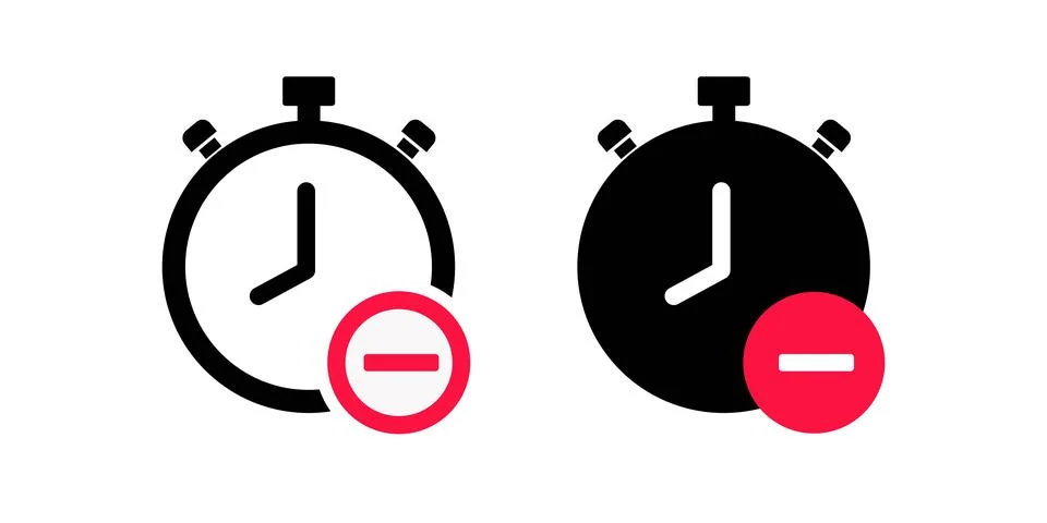 Clock icon reduce. Remove time. Illustration vector Stock Illustration