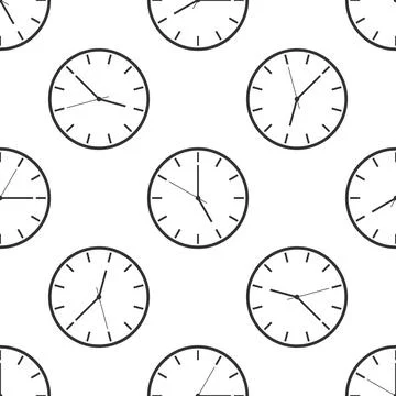Clock icon seamless pattern on white background. Vector Illustration Stock Illustration