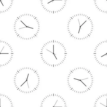 Clock icon seamless pattern on white background. Time icon. Flat design. Ve.. Stock Illustration