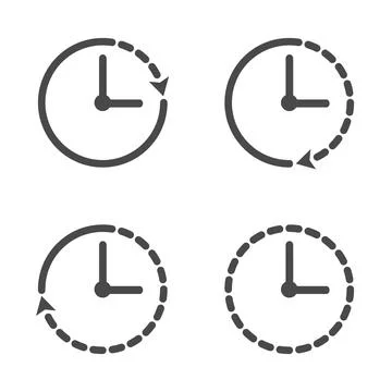 Clock icon. Set of 4 clock icons. Icon in line style. Vector Stock Illustration
