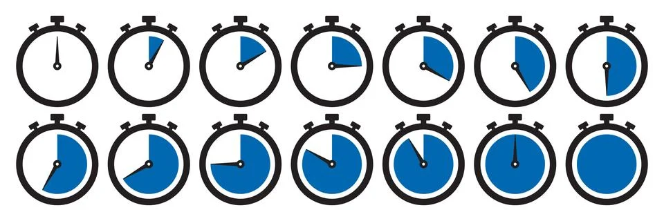 Clock icon set in dark blue colour Stock Illustration