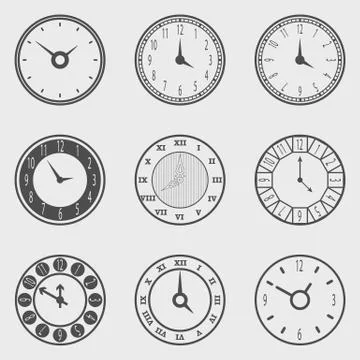 Clock Icon Set Stock Illustration