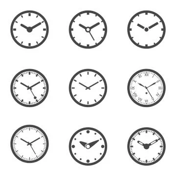 Clock Icon Set - Isolated Vector Illustration Stock Illustration