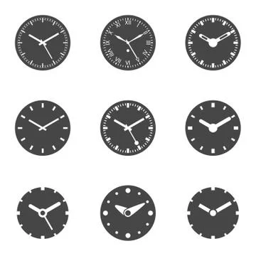 Clock Icon Set - Isolated Vector Illustration Stock Illustration
