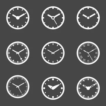 Clock Icon Set - Isolated Vector Illustration Stock Illustration