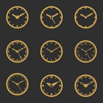 Clock Icon Set - Isolated Vector Illustration Stock Illustration