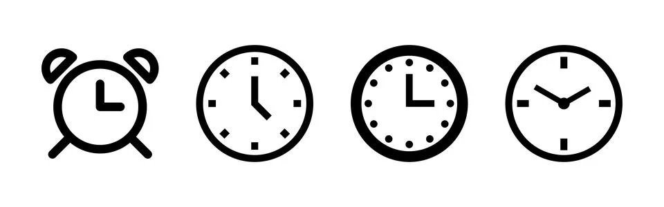 Clock icon set. Time icon vector. watch icon symbol Illustrazione stock