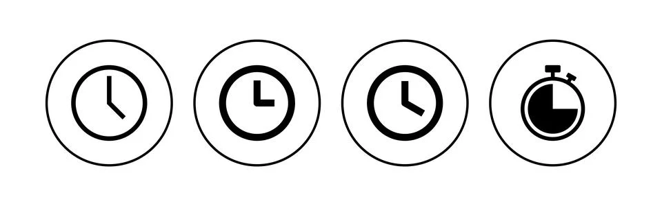 Clock icon set. Time icon vector. watch icon symbol Stock Illustration