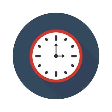 Clock icon with a shadow. Flat sign Stock Illustration