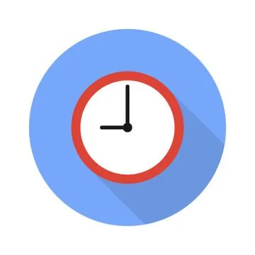 Clock icon with a shadow. Flat sign Illustrazione stock