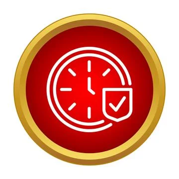 Clock icon with shield protecting reliable time Stock Illustration