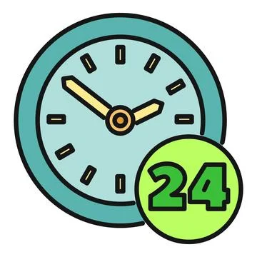 Clock icon showing 24 hours availability service Stock Illustration
