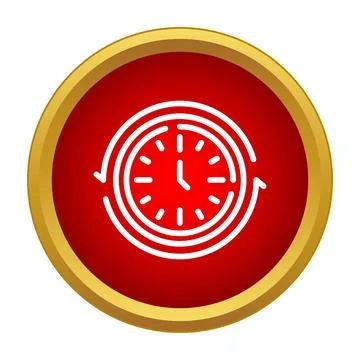 Clock icon showing time passing in a red circle Stock Illustration