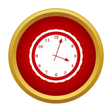 Clock icon showing time on red button Stock Illustration
